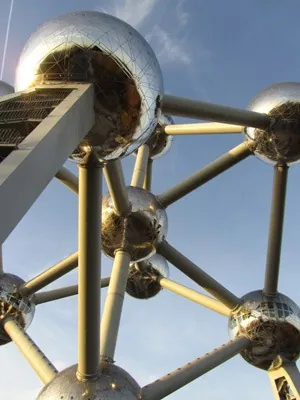 The Atomium in Brussels against a blue sky