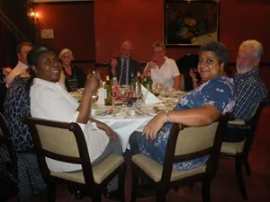 A group around a restaurant dinner table